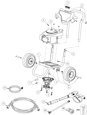 Default Diagram and Parts List for BDX3125-B3 Type 749685 To Present Black and Decker Pressure Washer